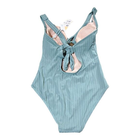 Kona Sol Women's Light Blue Striped One-Piece Swimsuit Size S - Picture 7 of 14
